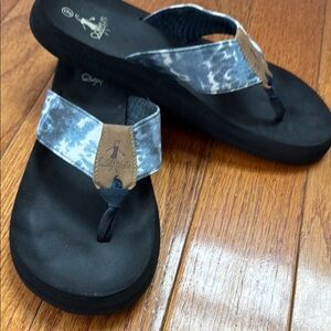 Corkys Bahama Mama Style Blue Tie-Dye Flip Flops Sandals